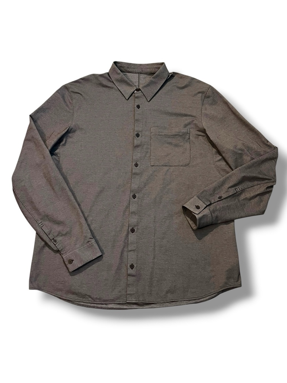 Mens Lululemon Button Down Shirt Size XL Brown Long Sleeves Athleisure Classic